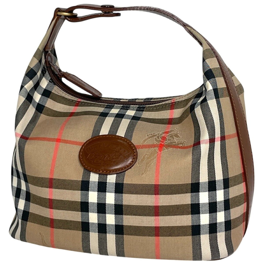 Burberry Check Handbag Canvas Brown